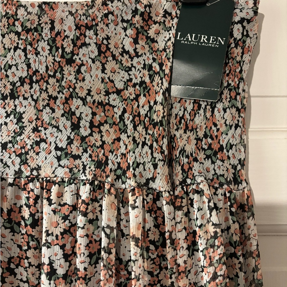 NWT Lauren Ralph Lauren A-Line Skirt - Black and Orange Floral